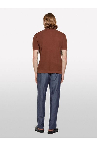 Sisley Tricou polo din tricotaje din bumbac 100% Polo maro pentru bărbați - 325P1094S300M