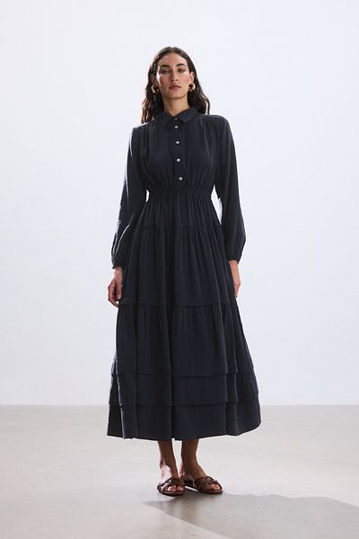 BE BLUE Dark Blue Ribbed Modal Dress
