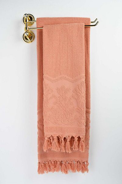 birizmoda Rita Jacquard Fringed Bath Towel - Apricot