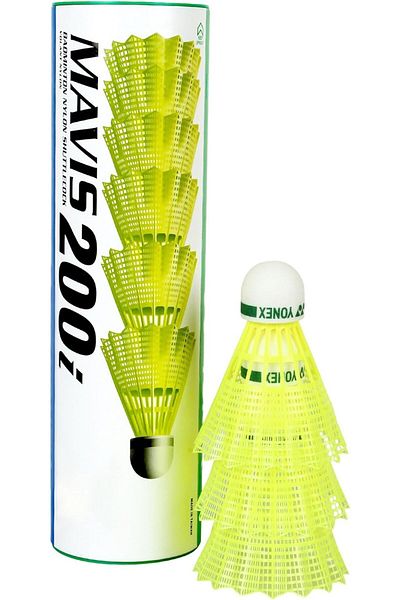 YONEX مكوكة نايلون من مافيس 200i، عبوة من 6 قطع، صفراء، متوسطة الحجم