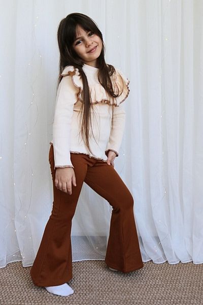 Parla Kids Girl's Adel Body - Long Sleeve, Ruffle, Spanish Leggings, Trousers and Cinnamon Tracksuit Set