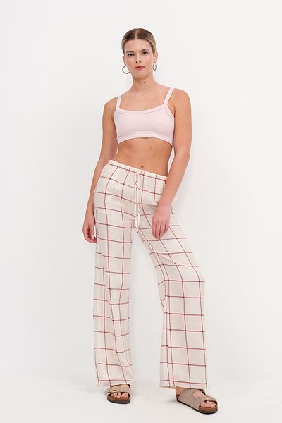 Addax Linen Blend Plaid Pants Pn13935