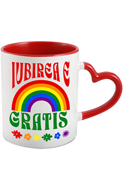 StoryGift Romania Mug with Multicolor Rainbow Flowers Colorful Text Love is F...