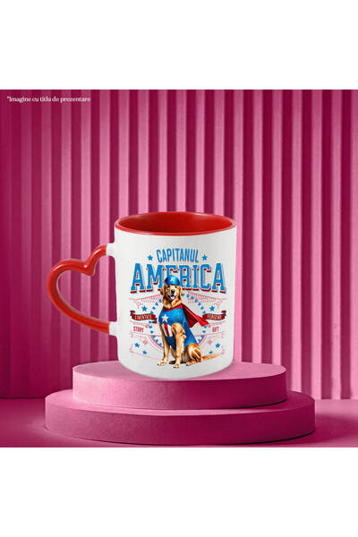 StoryGift Romania Golden Retriever Dog Mug In Captain America Costume With Cape, Hero No, With