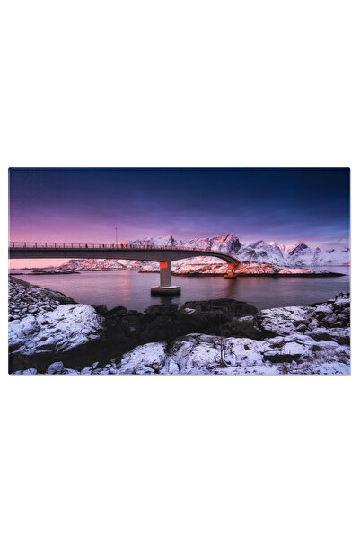 StoryGift Romania Tablou Canvas Vedere La Pod In Satul Hamnoy Din Lofoten, Tu...