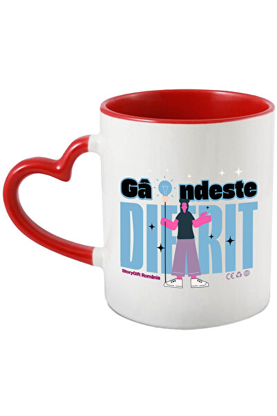 StoryGift Romania Cana fata cu bec gandeste diferit inteligenta, 330ml, Ceram...