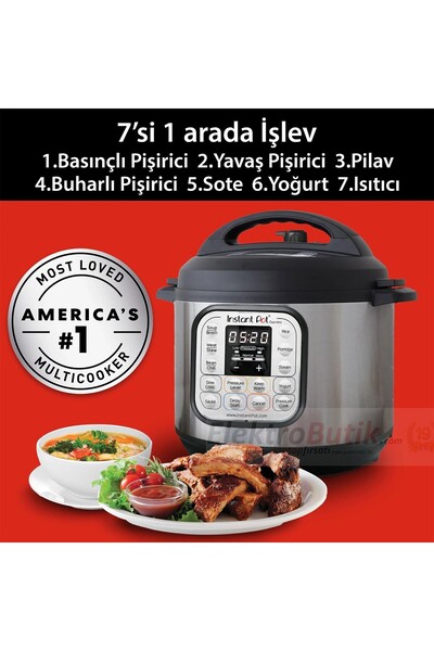 Instant Pot Instant Duo Mini 7'si 1 Arada 3 L Paslanmaz Çelik Tencereli Buharlı Pişirici, Yoğurt Makinası
