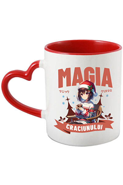 StoryGift Romania Cana cu Fata Stil Anime Cu Caciula si Pulover De Craciun Te...