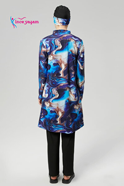 İNCEYAŞAM Πλήρως κλειστό αδιάβροχο μαγιό γρήγορου στεγνώματος Hijab Μαγιό Hijab Μαγιό με μοτίβο