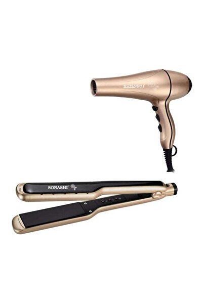 sonashi 2-Piece Hair Dryer And Wet & Dry Ceramic Hair Straightener Flat Iron Set SHD-3047 + SHS-2059