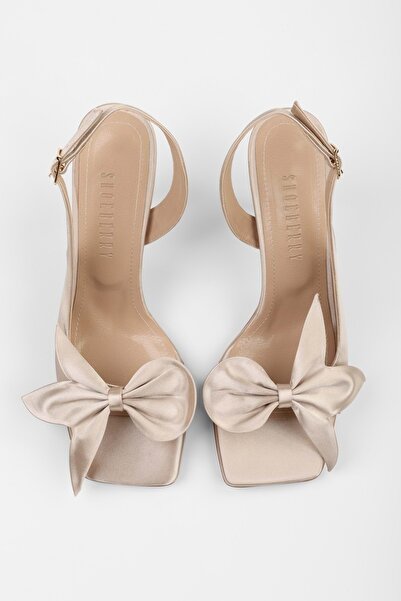 Shoeberry Kadın Lily Ten Saten Fiyonk Detaylı Topuklu Ayakkabı