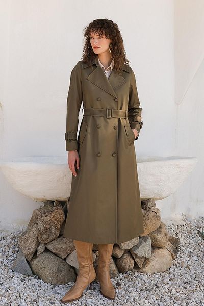 Olcay Trenci cu detaliu special de cusut, cu două piepte, hidrofugă A.KHAKI 6703