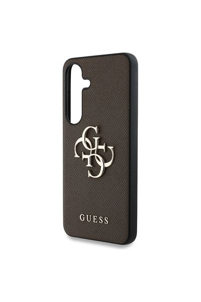 Guess Case for Samsung Galaxy S25, Guess, Hardcase Grained Big and Classic, Brown