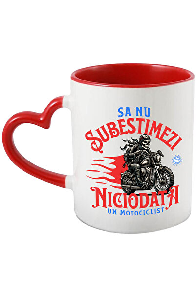 StoryGift Romania Cana cu Schelete Horror Pe Motocicleta vintige Clasica Pasiune Iubire Mesaj Sa N, Cu Maner Inim