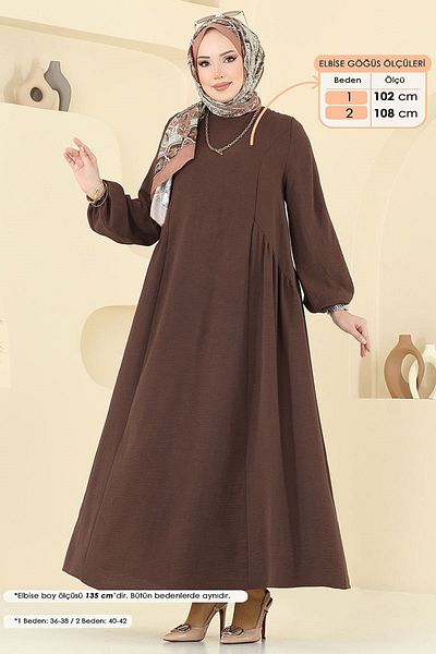 katalya Καφέ Σουφλέ Φόρεμα Ayrobin Hijab