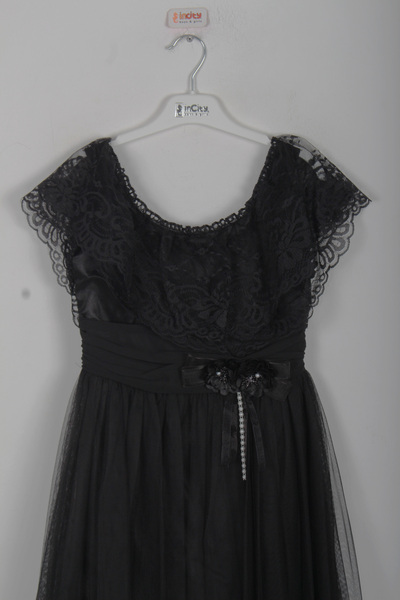 incity Girl's Tulle Lace Floral Belted Evening Dress