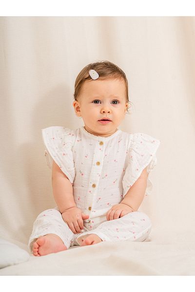 Kidaxi Crisp Patterned Muslin Baby Romper |   Breathable Soft Fabric |   3-24 Months