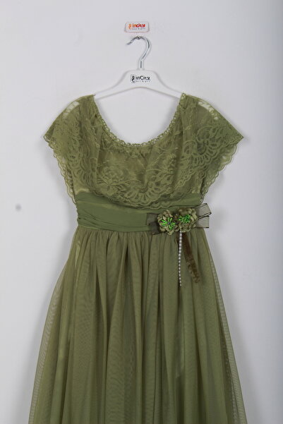 incity Girl's Tulle Lace Floral Belted Evening Dress