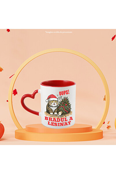 StoryGift Romania Cana Cu Pisica Grasa Cu Caciula Mos Craciun Text Haios Oops Bradul A Lesinat, Ce, Cu ,stg