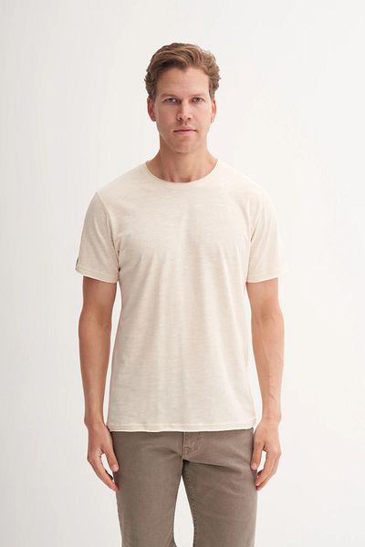 Cazador Βαμβακερό μονόχρωμο μπλουζάκι Slim Fit Crew Neck 4280