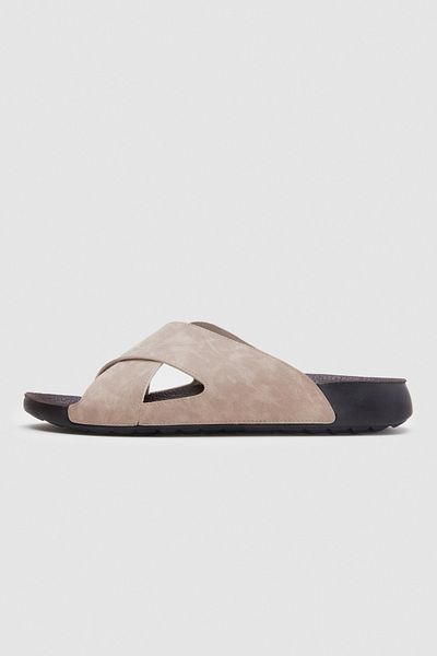 Twn Beige Cross Band Slippers