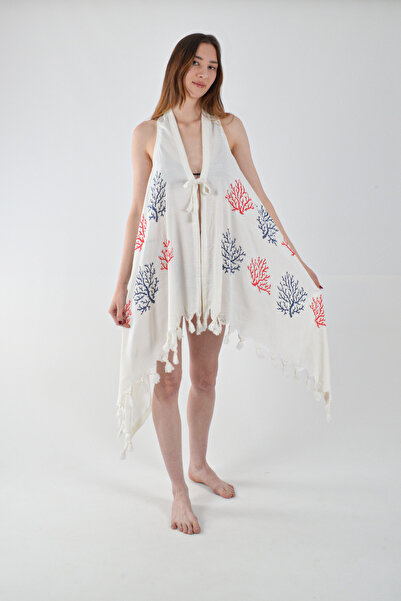 REİNA TEKS Асиметричний жилет Viscon з дзвіночками, червоно-синій, з коралови...