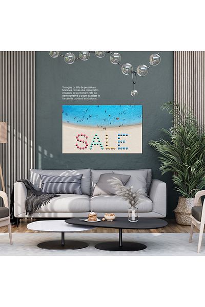 StoryGift Romania Tablou Canvas Cu Promotie De Vara - Umbrele Pe Nisip Si Oameni