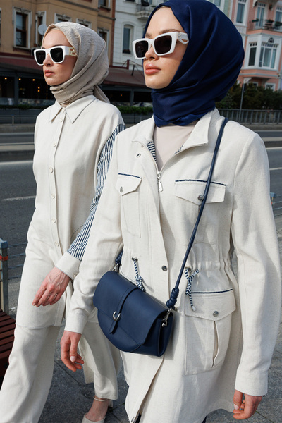 Setrms Çizgi Biyeli Fermuarlı Kap