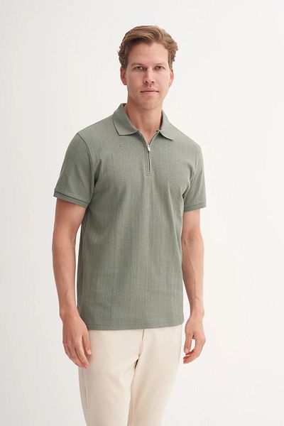 Cazador Μπλουζάκι Polo Neck Regular Fit Cotton Textured T-Shirt 4122