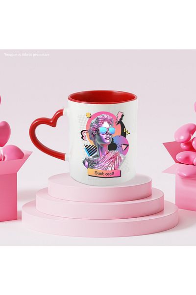 StoryGift Romania Cana Statuie Greceasca Inteligenta Artificiala Sunt Cool!, 330ml, Ceramica cu Ma, Cu Maner Inim