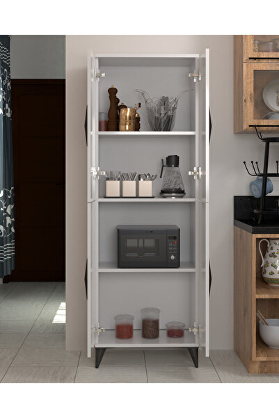 Mossano Vino Çok Amaçlı Dolap 4 Kapaklı 4 Raflı Çok Amaçlı Mutfak Dolabı Kiler Dolabı Erzak Dolabı