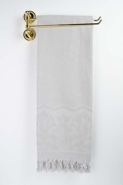 birizmoda Rita Jacquard Fringed Bath Towel - Gray