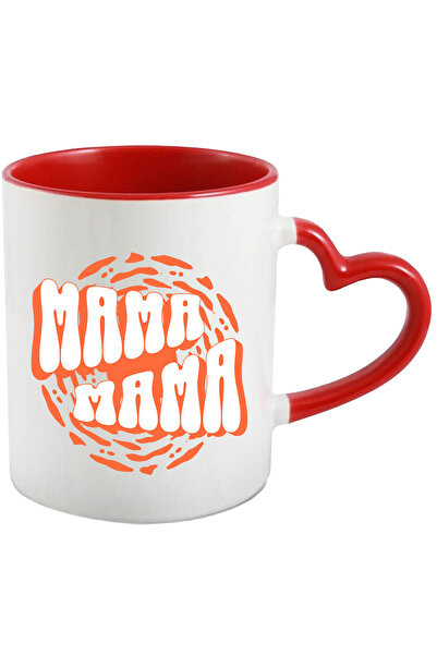 StoryGift Romania Cana cu Text Abstract Mama Familie Dragoste Cea Mai Buna Femeie, Ceramica, 330ML, Cu Maner Inim