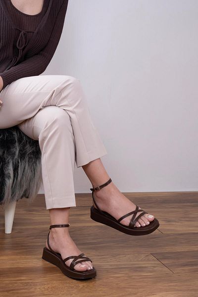 sovrana Ankle Strap Sandals Bitter Brown