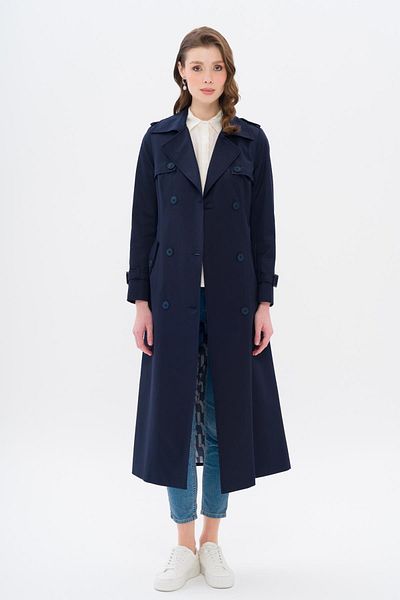 Olcay Καμπαρντίνα Epaulet και Cape, με λεπτομέρεια διπλό στήθος και αδιάβροχο ΣΚΟΥΡΟ ΜΠΛΕ 6695