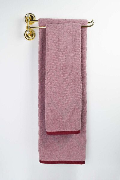 Biriz Moda Cube Jacquard Bath Towel - Dusty Rose