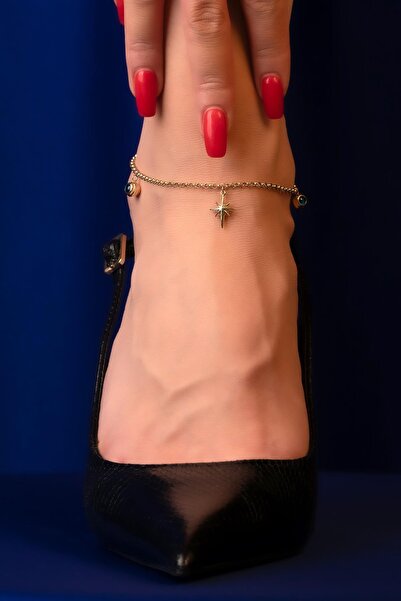 Fiyonk Kuyumculuk 14 Ayar Altın Nazarlık ve Kuzey Yıldızı Kadın Altın Halhal ...