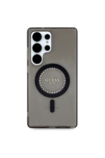 Guess Case For Samsung Galaxy S25 Ultra Iml Rhinestones Magsafe, - Black