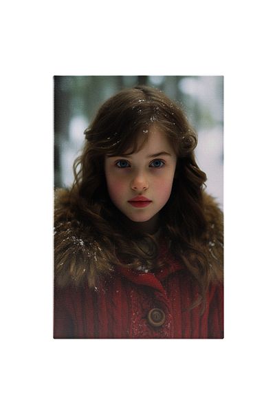 StoryGift Romania Tablou Canvas: Fotografie Cu O Fetita Satena Imbracata Gros - Iarna Zapada Pictura Digitala