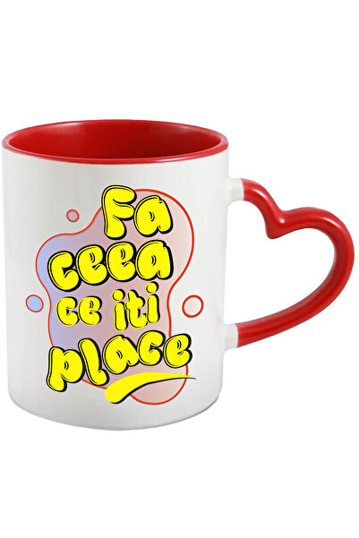 StoryGift Romania Cana cu Design Stil Desene Animate Copii Text Fa Ceea Ce Iti Place Motivational , Cu Maner Inim