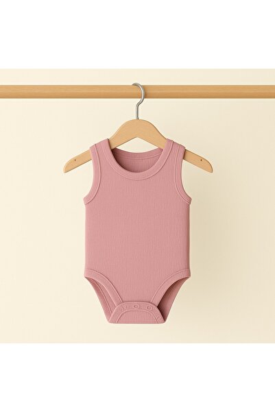 HEPSİ BEBEK 100% Organic Cotton 5-Piece Baby Undershirt Set with Straps - Baby Badi - Unisex Pink Color - Underwear