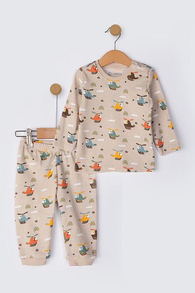Minibess 100% Cotton 2-Piece Printed Baby Pajama Set 3 - 24 Months