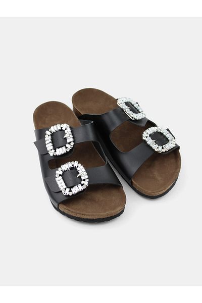 MAGGIO Papuci de damă Anatomical Comfortable Black Stone - Talpă cu cataramă dublă