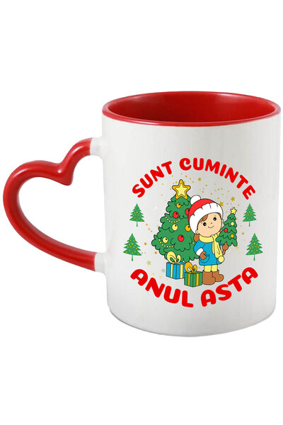 StoryGift Romania Cana cu Copil Cuminte Langa Brad Impodobit Text Sunt Cumint...