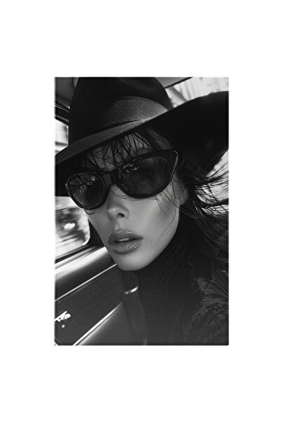 StoryGift Romania Tablou Canvas Lady Mysterious Cu Ochelari Negri Care Ii Aco...