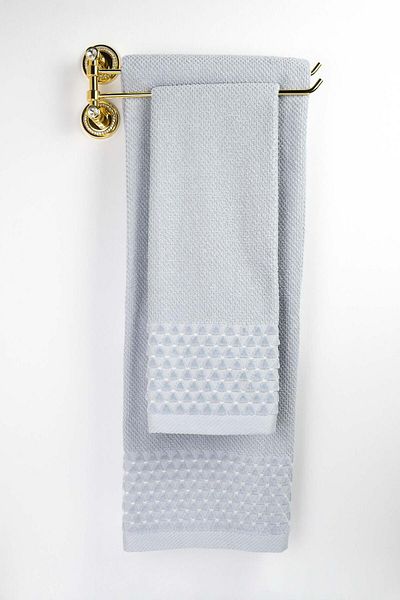 Biriz Moda Murano Velvet Jacquard Bath Towel with Border - Gray