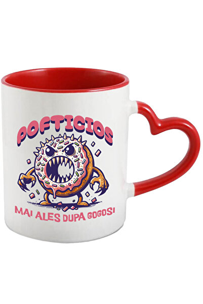 StoryGift Romania Cana cu Gogoasa Glazurata Roz Furioasa Cu Colti Text Haios ...