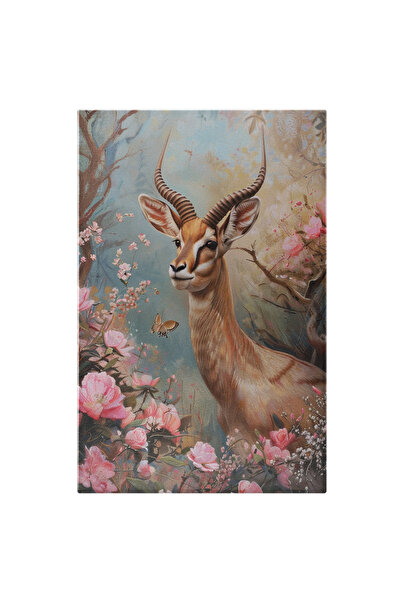 StoryGift Romania Tablou Canvas O Antilopa Gratioasa Cu Coarnele Lungi Ascutite Si Ochii Blanzi In Padurea Cu Fl