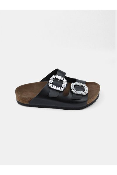 MAGGIO Papuci de damă Anatomical Comfortable Black Stone - Talpă cu cataramă dublă
