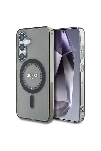 Guess Case For Samsung Galaxy S25 Iml Rhinestones Magsafe, - Black
